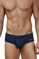 Navy blue men’s microfiber briefs with hawaii branding on the waistband in dark blue color style 42241