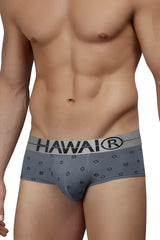 Gray hawai 42531 cotton blend briefs featuring a subtle black geometric pattern on gray fabric