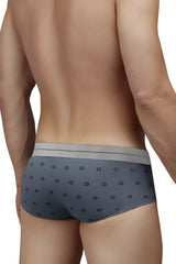 Gray men’s cotton blend briefs with subtle black geometric pattern and light gray waistband hawai 42531