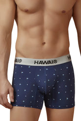 Navy blue Hawai 42570 microfiber trunks with white waistband and diamond patterns for comfortable support