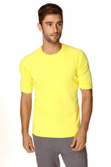 Hybrid crew neck raglan tee yellow short-sleeved bright yellow cotton t-shirt ideal for casual wear