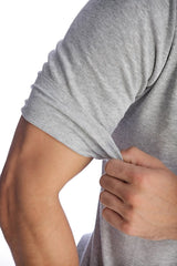 Gray heathered cotton hybrid v-neck t-shirt with rolled-up sleeves for casual comfortable wear