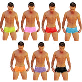 Icker Sea 7 pack logo trim boxer brief underwear in assorted neon colors with white logo waistband trim