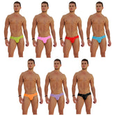 Icker Sea 7 pack logo trim kiss my ass brief underwear in neon green pink red blue orange purple and black colors