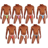 Ibrick sea seven pack yee logo trim thong underwear in neon green pink red blue and black with white trim