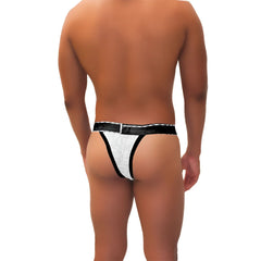 White lace thong with black trim and textured waistband from icker sea acid mesh piping cheeky tanga bikini underwear black COI-21-03