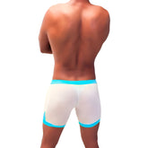 Icker sea athletic mesh contrast trim shorts in white mesh with bright blue trim designed for sporty comfort