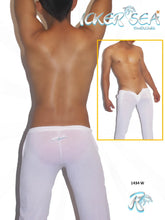 Icker Sea Beach and Night Pants white sheer men’s briefs with subtle logo on waistband front view