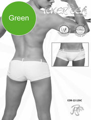 Icker Sea Sailor Belted Square Cut Trunk Swimwear White/Green COB-12-126C