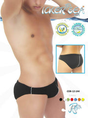 Icker Sea Contrast Line Slip Bikini Swimwear Black COB-12-144