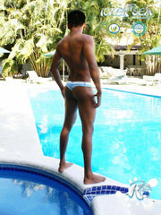 Icker Sea Sailor Stripe Belted Thong Swimwear COB-13-05