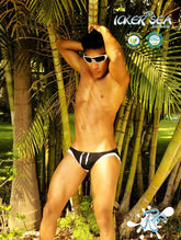 Icker Sea Contrast Trim Micro Slip Bikini Swimwear Black/White COB-13-12