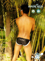 Icker Sea Contrast Trim Micro Slip Bikini Swimwear Black/White COB-13-12