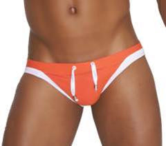 Icker Sea Contrast Trim Micro Slip Bikini Swimwear Orange/White COB-13-13