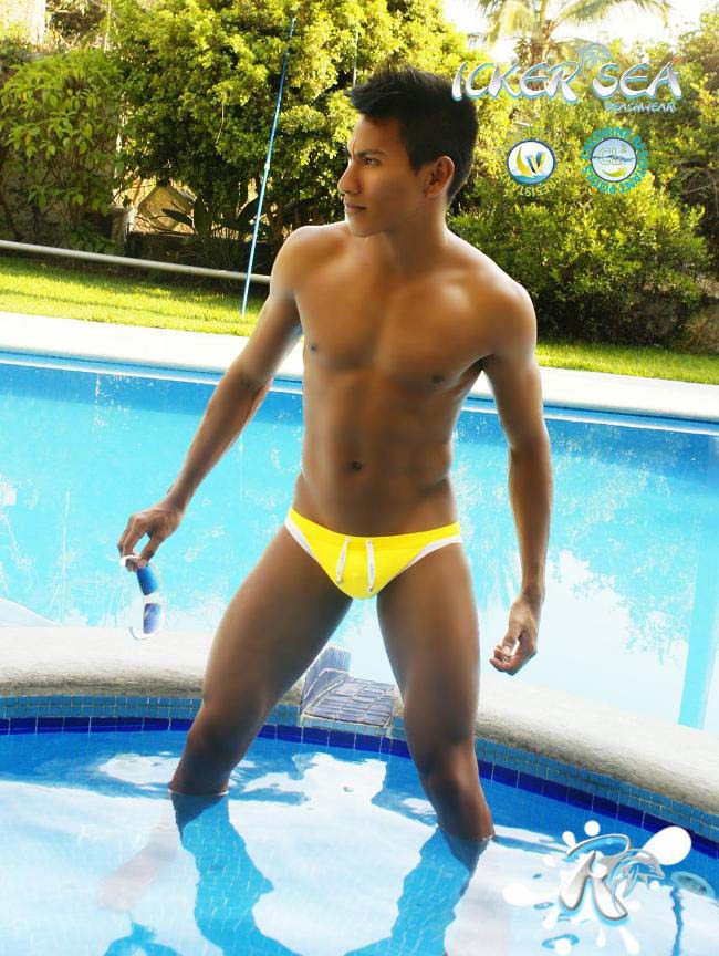 Icker Sea Contrast Trim Micro Slip Bikini Swimwear Mango/White COB-13-15 Icker Sea Contrast Trim Micro Slip Bikini Swimwear Mango/White COB-13-15