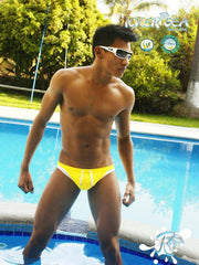 Icker Sea Contrast Trim Micro Slip Bikini Swimwear Mango/White COB-13-15