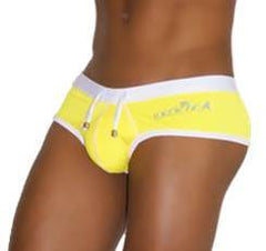 Icker Sea Contrast Trim & Stitching Cheeky Mini Bikini Swimwear Mango/White COB-13-25