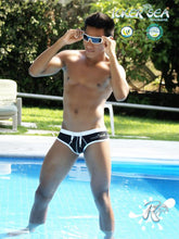 Icker Sea Contrast Trim & Stitching Cheeky Mini Bikini Swimwear Black/White COB-13-29