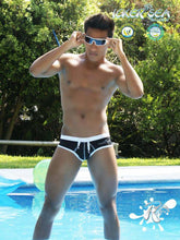 Icker Sea Contrast Trim & Stitching Cheeky Mini Bikini Swimwear Black/White COB-13-29