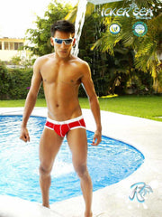 Icker Sea Cord Contrast Trim & Stitching Bikini Swimwear Red/White COB-13-32