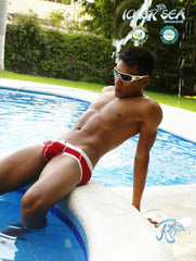 Icker Sea Cord Contrast Trim & Stitching Bikini Swimwear Red/White COB-13-32