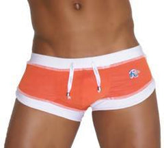 Icker Sea Curved Hemline U Shorts Square Cut Trunk Swimwear Orange COB-13-35