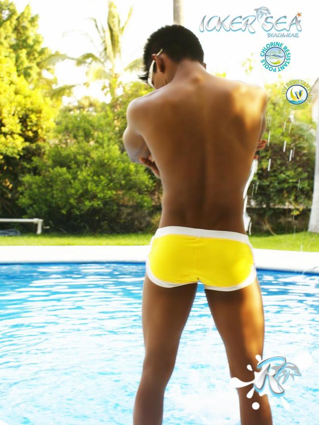 Icker Sea Curved Hemline U Shorts Square Cut Trunk Swimwear Mango COB-13-36 Icker Sea Curved Hemline U Shorts Square Cut Trunk Swimwear Mango COB-13-36