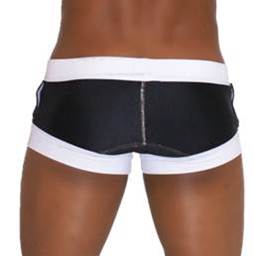 Icker Sea Legs Shoe Lace Pouch Square Cut Trunk Swimwear Black COB-13-43 Icker Sea Legs Shoe Lace Pouch Square Cut Trunk Swimwear Black COB-13-43