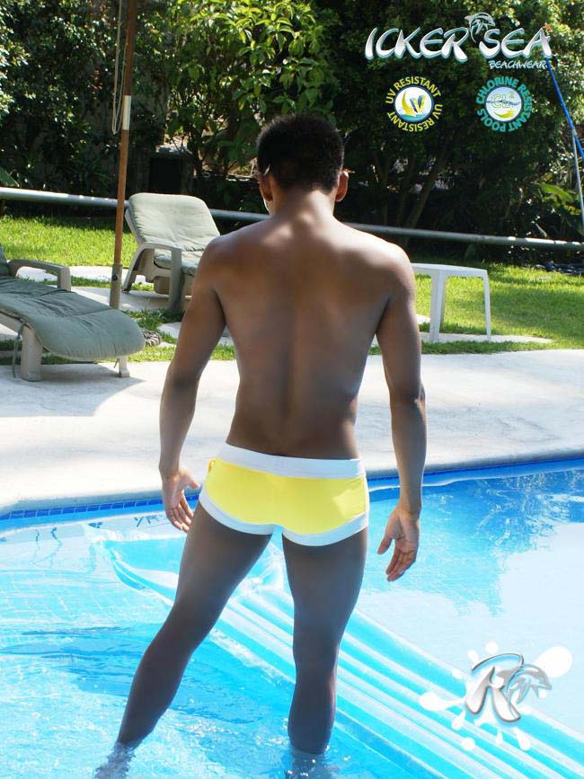 Icker Sea Legs Shoe Lace Pouch Square Cut Trunk Swimwear Mango COB-13-44 Icker Sea Legs Shoe Lace Pouch Square Cut Trunk Swimwear Mango COB-13-44