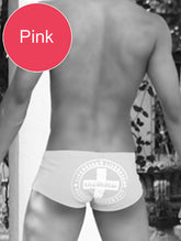 Icker Sea Lifeguard Brazilian Square Cut Trunk Swimwear Pink COB-13-46