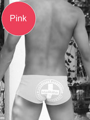 Icker Sea Lifeguard Brazilian Square Cut Trunk Swimwear Pink COB-13-46