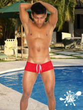 Icker Sea Lifeguard Brazilian Square Cut Trunk Swimwear Red COB-13-47