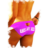 Icker Sea Kiss My Ass Back Cut Out Slip Bikini Swimwear Purple COB-14-KMA05