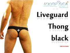 Icker Sea Lifeguard Tanga Thong Swimwear Black COB-14-LTW03