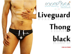 Icker Sea Lifeguard Tanga Thong Swimwear Black COB-14-LTW03