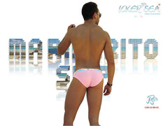 Icker Sea Sailor Belted Logo Slip Bikini Swimwear Pink/White COB-14-MS05