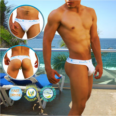 Icker Sea Sailor Belted Logo Tanga Thong Swimwear White COB-14-MT03