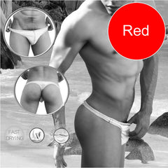 Icker Sea Contrast Stitching Tanga Thong Swimwear White/Red COB-14-WBT01