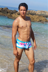 Icker Sea Spring Square Cut Trunk Swimwear Pink/Blue COB-15-06