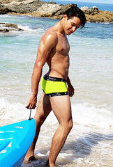 Icker Sea Lace Up Contrast Square Cut Trunk Swimwear Mango/Black COB-15-17