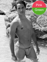 Icker Sea Contrast Trim Mini Brief Bikini Swimwear Pink/Green COB-15-36