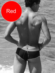 Icker Sea Contrast Trim & Stitching Cheeky Mini Bikini Swimwear Black/Red COB-15-39