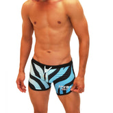 Icker Sea Zebra Open Side Suspender Scalloped Shorts Swimwear Blue COB-19-05