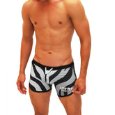 Icker Sea Zebra Open Side Suspender Scalloped Shorts Swimwear Grey COB-19-05
