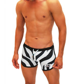 Icker Sea Zebra Open Side Suspender Scalloped Shorts Swimwear White COB-19-05