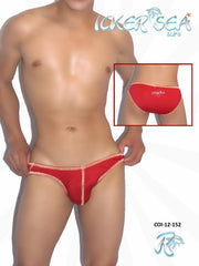 Icker Sea Contrast Stitching Slip Bikini Underwear Red COI-12-152