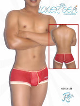 Icker Sea Contrast Stitching Mesh Mini Boxer Brief Underwear Red COI-12-155
