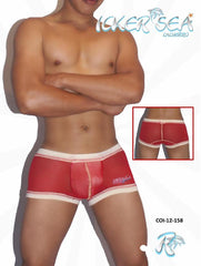 Icker Sea Contrast Stitching Mesh Boxer Brief Underwear Red COI-12-158