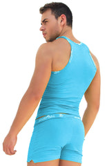 Icker Sea Logo Trim Kiss My Ass Tank Top T Shirt Blue COI-14-BLUE-09