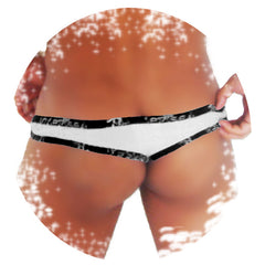 Icker Sea Fresh Dots Logo Trim Brazilian Thong Underwear Black COI-14-FD-01